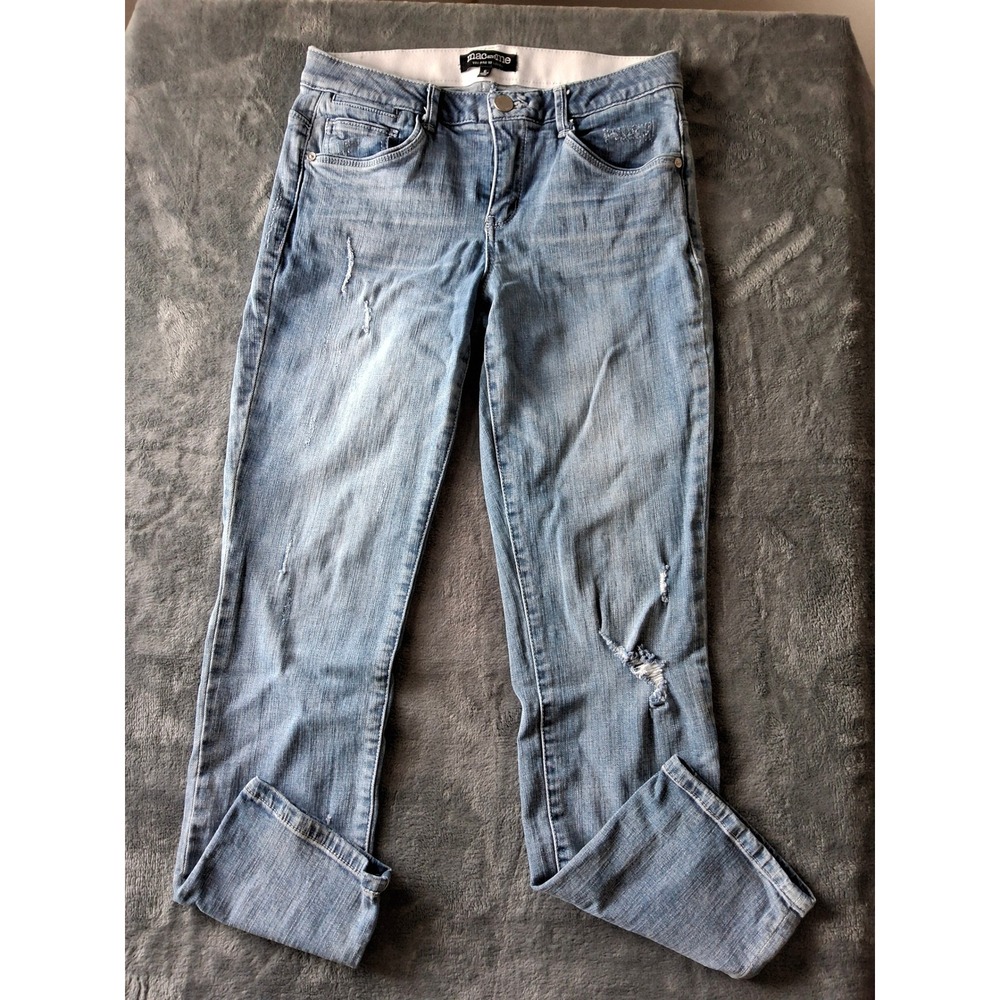 Mac and Me Distressed Skinny Jeans Light Wash Blue Denim Womens 6 M22451YU3